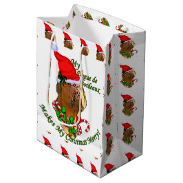 Sacola Para Presentes Média Dogue de Bordeaux Christmas