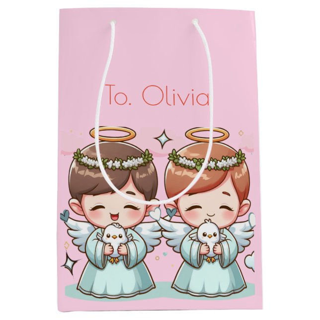 Sacola Para Presentes Média Dois Guardiões Pesados (Frente)