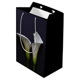 Sacola Para Presentes Média Dois lírios de calla em preto