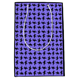 Sacola Para Presentes Média Dois Vaqueiros a Cavalo Silhuetas - Periwinkle