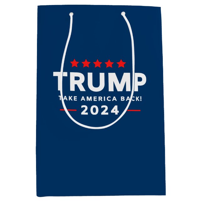 Sacola Para Presentes Média Donald Trump 2024 Retire a América (Frente)