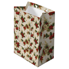 Sacola Para Presentes Média dons de natal com mistletoe vintage retro padrão