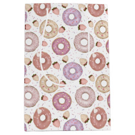 Sacola Para Presentes Média Donut com aniversário de morango