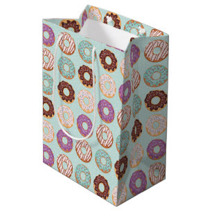 Sacola Para Presentes Média Donuts Azuis Congelados Com Padrão de Confeitos Fe