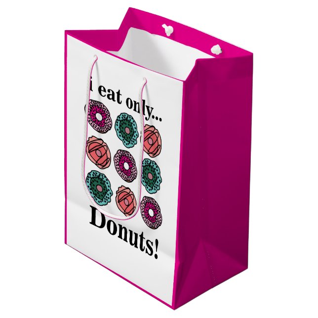 Sacola Para Presentes Média Donuts Eu Como Apenas Donuts (Frente inclinada)