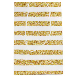 Sacola Para Presentes Média Dourada faixa de presentes