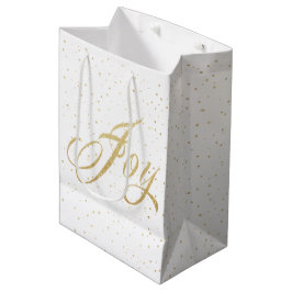 Sacola Para Presentes Média Dourada Joy Joy Gift Bag de Natal