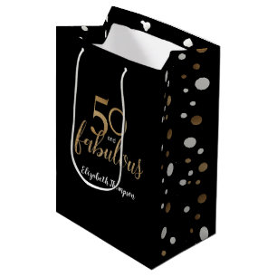Sacola Para Presentes Média Dourado 50 e maravilhoso presente de festa de aniv