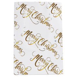 Sacola Para Presentes Média Dourado Feliz Natal