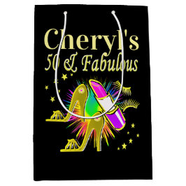 Sacola Para Presentes Média Dourado PESSOALIZADO COM 50 ANOS DE IDADE