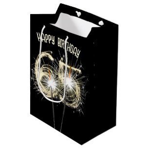 Sacola Para Presentes Média Dourados Sparklers para o 65º aniversário
