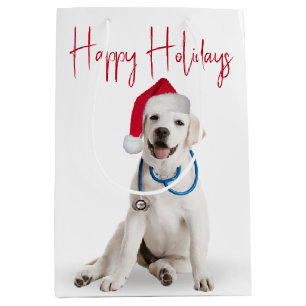Sacola Para Presentes Média Doutor de Natal Labrador Retriever