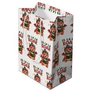 Sacola Para Presentes Média Dragão Coral Bebê Fa La La Rugido Natal