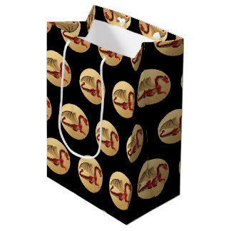 Sacola Para Presentes Média Dragão Fantástico Vermelho e Dourado v4