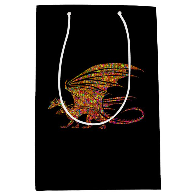 Sacola Para Presentes Média Dragão Mosaico Incrível (Frente)