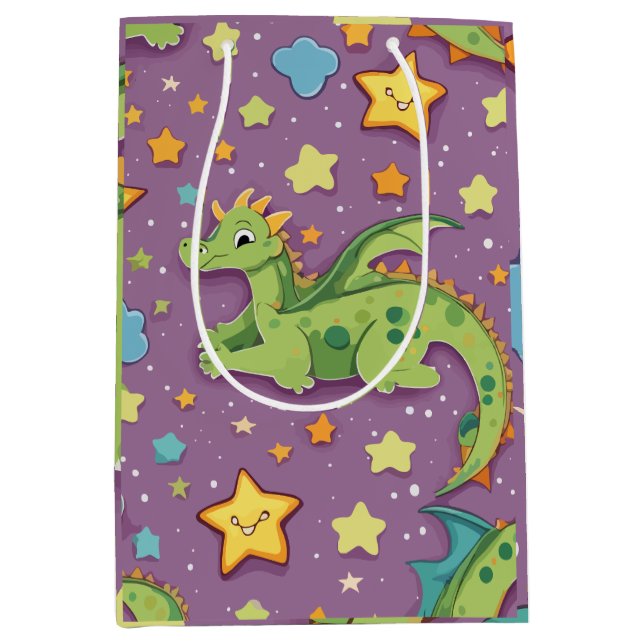 Sacola Para Presentes Média Dragão roxo (Frente)