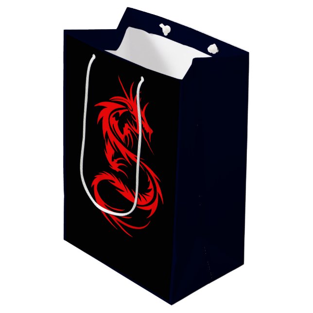 Sacola Para Presentes Média Dragão Vermelho (Frente inclinada)
