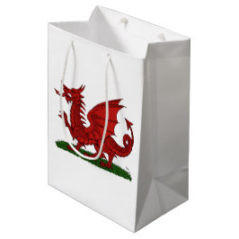 Sacola Para Presentes Média Dragão Vermelho do País de Gales