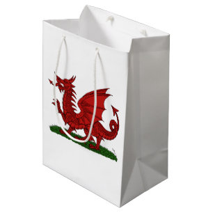 Sacola Para Presentes Média Dragão Vermelho do País de Gales