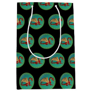 Sacola Para Presentes Média Dragão Vermelho e Verde Fantástico v11