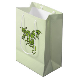 Sacola Para Presentes Média Dragão Voador Verde 