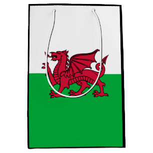 Sacola Para Presentes Média Dragon Flag of Wales, Celtic Welsh National Flag