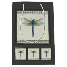 Sacola Para Presentes Média Dragonfly Azul Elegante