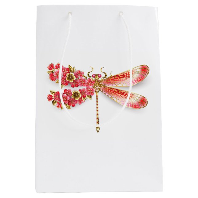 Sacola Para Presentes Média Dragonfly com joalheria sakura (Frente)