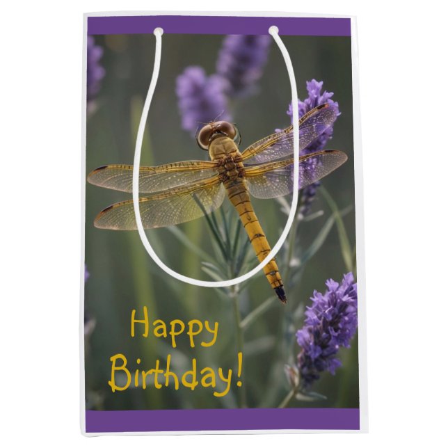 Sacola Para Presentes Média Dragonfly ouro (Frente)
