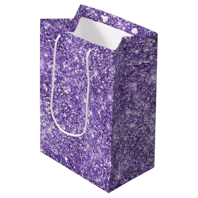 Sacola Para Presentes Média Dreamam Glam Purple Lavanda Glitter Birthday (Frente inclinada)
