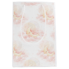 Sacola Para Presentes Média Dreamy Moon Baby Shower Gift Bag, Pink Celestial N