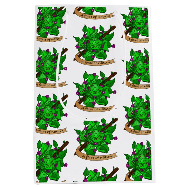 Sacola Para Presentes Média Druid Dice Design (Frente)