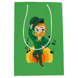 Sacola Para Presentes Média Duende dançante, desenho animado do Dia de São Pat