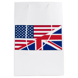 Sacola Para Presentes Média Dupla bandeira cidadã americana e britânica Bag pa