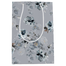 Sacola Para Presentes Média Dusty Blue Floral Gift Bag