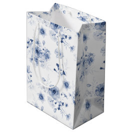 Sacola Para Presentes Média Dusty Blue Floral Gift Bag