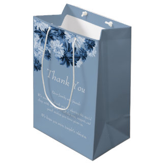 Sacola Para Presentes Média Dusty Blue Floral Wedding Favor Gift Bag