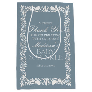 Sacola Para Presentes Média Dusty Blue Talavera Fiesta Baby Sprinkle Favor