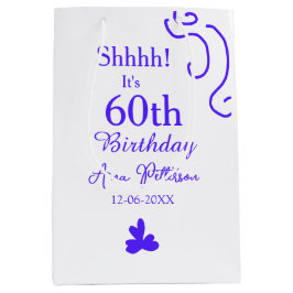 Sacola Para Presentes Média É 60º aniversário adicionar nome roxo espanhol r