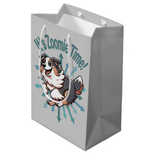 Sacola Para Presentes Média É hora do Zoomie Australian Shepherd