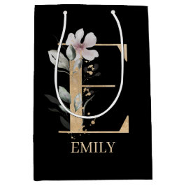 Sacola Para Presentes Média E Monograma Floral Personalizado