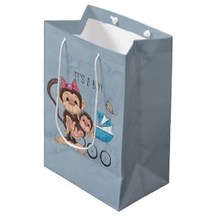 Sacola Para Presentes Média É um Chá de fraldas de macaco