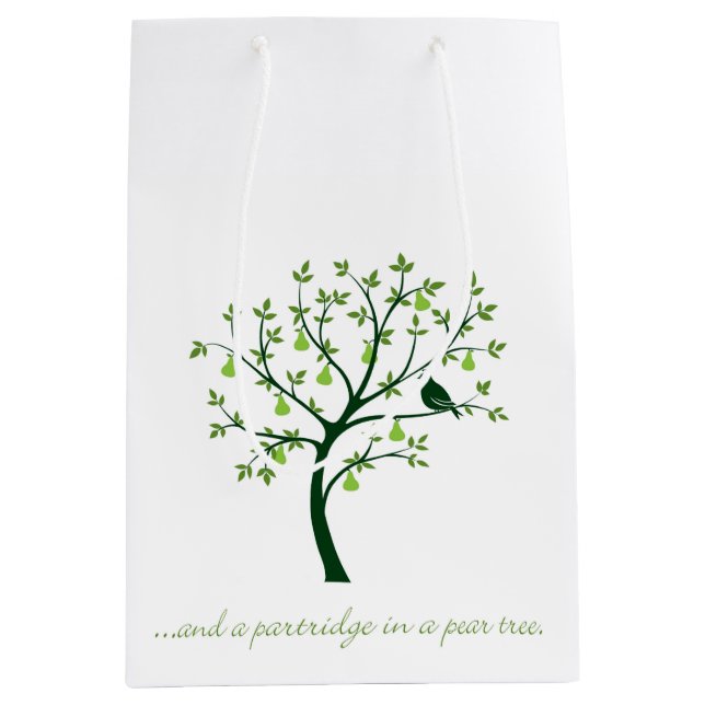 Sacola Para Presentes Média E um perdiz numa árvore (Frente)