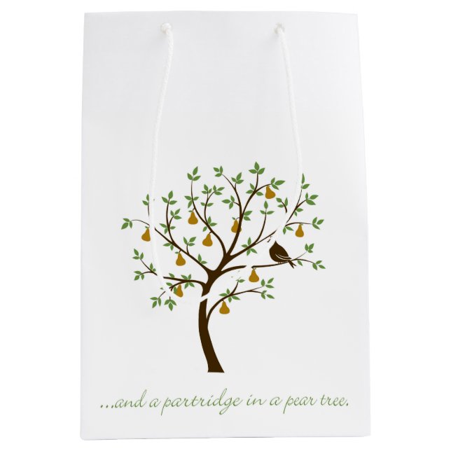 Sacola Para Presentes Média E um perdiz numa árvore (Frente)