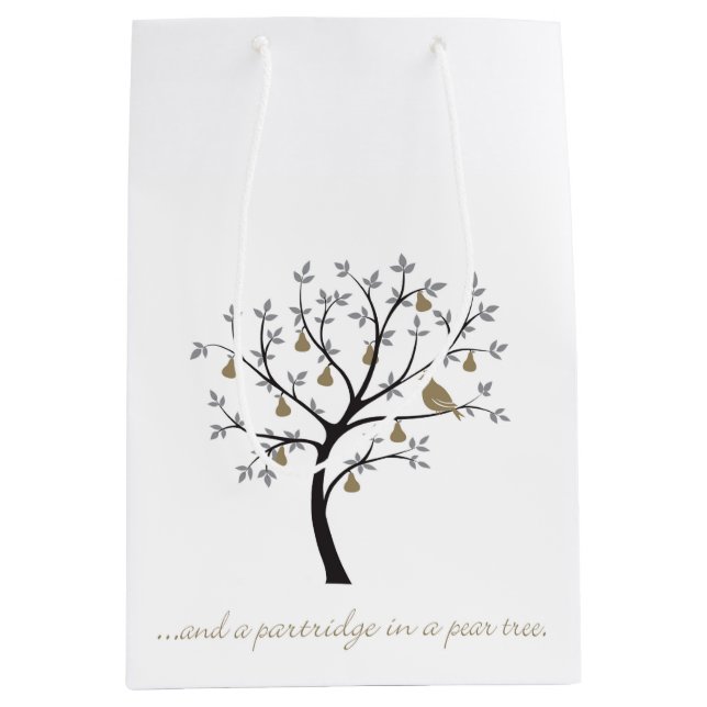 Sacola Para Presentes Média E um perdiz numa árvore (Frente)