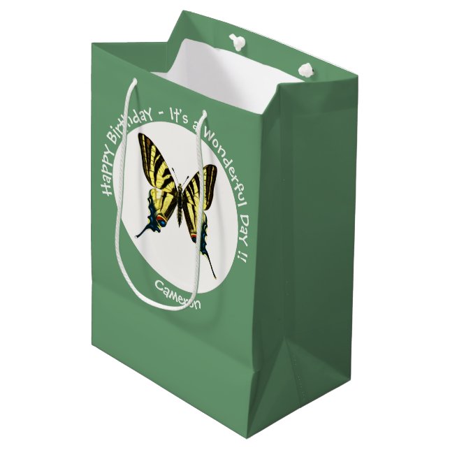 Sacola Para Presentes Média É uma Festa de aniversário de borboleta de Swallow (Frente inclinada)