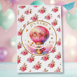 Sacola Para Presentes Média É uma garota | Chá de fraldas de balão de ar quent