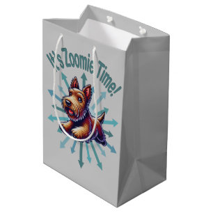 Sacola Para Presentes Média É Zoomie Time Brown Scotty