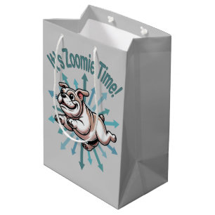 Sacola Para Presentes Média É Zoomie Time Bulldog