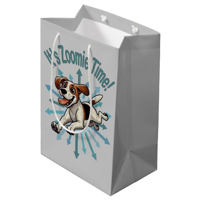Sacola Para Presentes Média É Zoomie Time Medium Beagle Mutt (Verso inclinado)